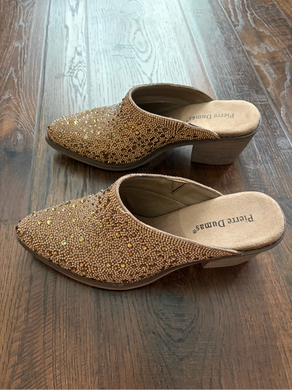 Pierre Dumas Gold Beaded Slip-On Mule